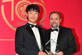 Walton Heath golfer Kris Kim was crowned with the 2024 England Golf Performance of the Year award at Tuesday’s England Golf Centenary Dinner & Awards at The Midland Manchester Hotel. Picture: Leaderboard Photography