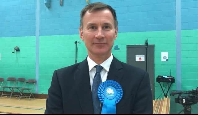 South West Surrey Jeremy Hunt. At 2019 general election count. Taken by LDR