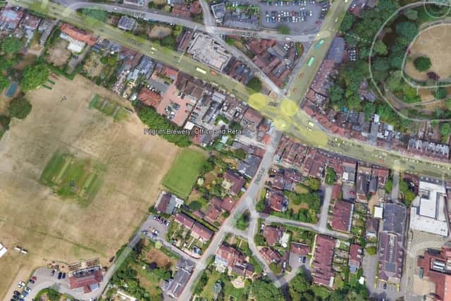 Pilgrim Brewery Satellite View. (Credit: Google Street View/Reigate and Banstead Council Documents)