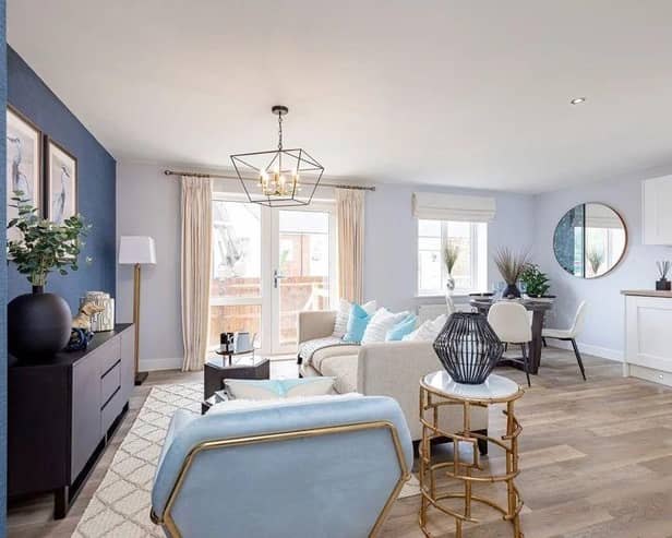 A typical lounge in The William show home at Ada Gardens.