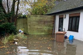 Contaminated water flooding into Steve Pelham's garden on November 27