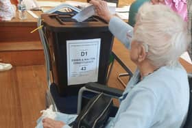 Margaret Betts also known as Margo voting in the General Election