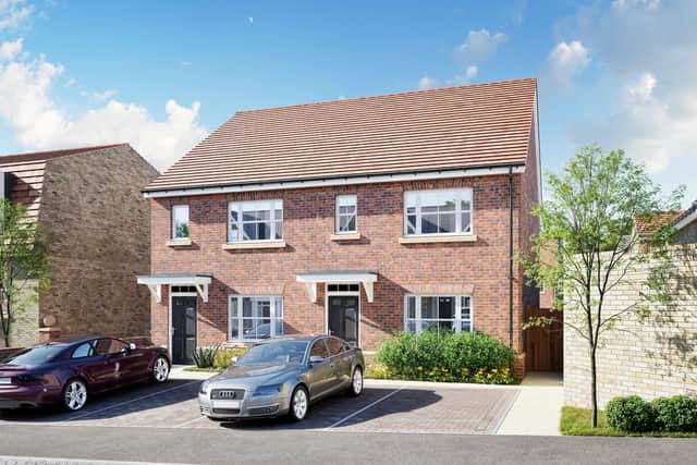 A computer-generated image of the three-bedroom Kingsbarns semi-detached houses