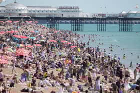 Crowds flock to Brighton Beach as temperatures soar in county. Photo: Eddie Mitchell
