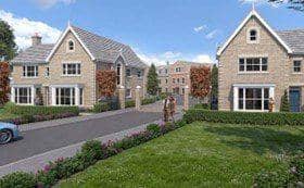 A computer-generated image of Bellway’s Regent’s Gate development in Virginia Water