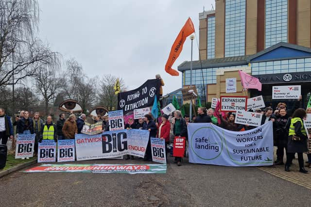 Protestors outside the Sandman Hotel in Crawley. Picture: Mark Dunford