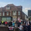 Stanwell Hotel protest on July 31. (Credit: Sam Jennings/ Facebook) Permission for use.