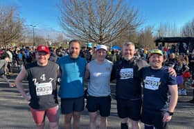 (L-R)  Sam Purvis, Joe Garner, Oliver Millward, Matt Poole (not running the London Marathon) and Rory Andrews