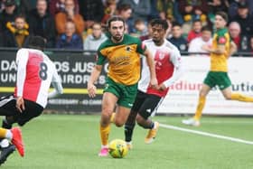 Action from Horsham's FA Cup fourth qualifying round win over Woking in October 2021. Picture by Derek Martin Photography & Art