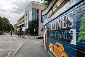 Entrance to Staines High Street - view from the bridge. (Credit: Emily Dalton)