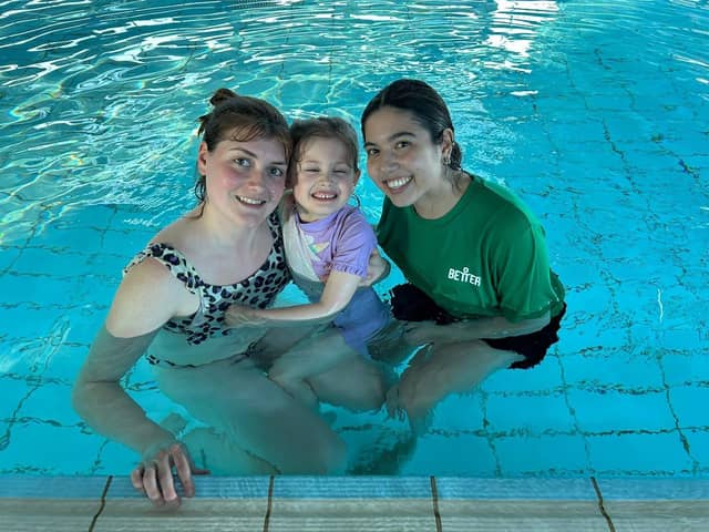 Heidi with mum Stacey and teacher Ana. Picture contributed