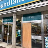 Broken window at Poundland (image Steve Bax)