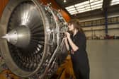 Easyjet engineer apprenticeship scheme engineer Sara Walsh working on an aircraft engine at easyjet Headquarters, Hangar 89, Luton Airport. Picture by Tim Anderson