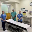 Mr Ravi Mallina with outpatient nurses Christine and Terry and the new minor operations suite