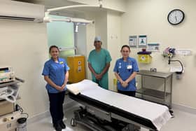 Mr Ravi Mallina with outpatient nurses Christine and Terry and the new minor operations suite