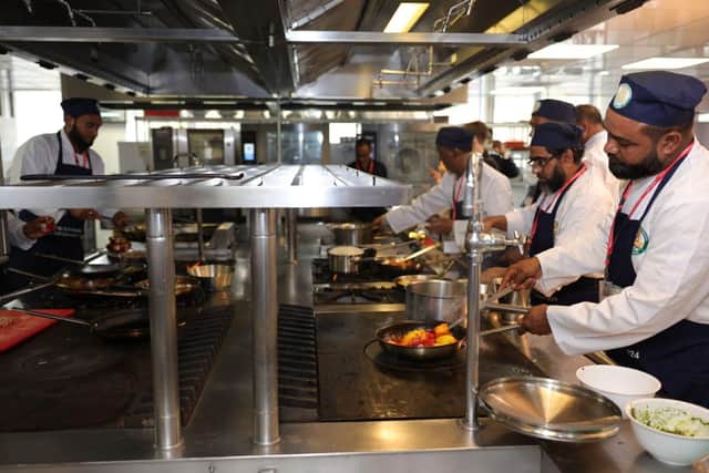 Chefs in action at cook-off competition (Ahad Khan second from right)