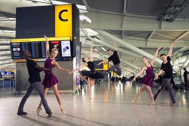 Heathrow celebrates Christmas reunions with a series of performances of specially choreographed ballet piece ‘Repertoire of the Reunited’ by Ruth Brill. The dance depicts the magic of reuniting with performances throughout December at Terminal 5 arrivals hall. Heathrow expects XX passengers to arrive in the month of December. Photo Credit Ian Gavan/Heathrow Airport:Christmas has landed at Heathrow as it announces the arrival of its magical festivities, including live ballet and choir performances, brand-new Christmas decorations, visits from Santa himself, and hundreds of prizes to be won by passengers across the airport.