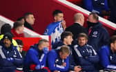Lewis Dunk of Brighton & Hove Albion reacts after being shown a red card and leaving the pitch during the Premier League match between Nottingham Forest and Brighton & Hove Albion at City Ground on November 25, 2023 in Nottingham, England. (Photo by Marc Atkins/Getty Images)