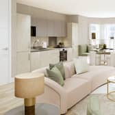 A CGI of the open plan living at Luna Place. Picture: Chancery Homes
