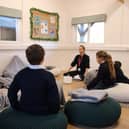 Chrissy Sundt Dolan leads a wellness session in the Beehive at Highfield and Brookham School. Picture: Liphook