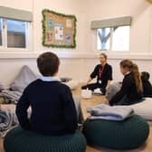 Chrissy Sundt Dolan leads a wellness session in the Beehive at Highfield and Brookham School. Picture: Liphook