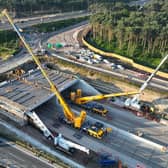 National Highways said the M25 was closed between junctions 10 (A3 Wisley) and 11 (Chertsey) for the construction and installation of a bridge on the western gyratory of the roundabout at Junction 10, and two overhead gantries
