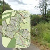 Thakeham's 400 homes plan for land near Alfold (image Thakeham and Google)