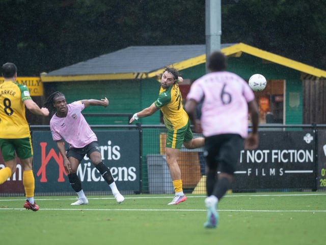 Horsham FC edged out Walton & Hersham 1-0 on a wet and windy afternoon at the Fusion Aviation Community Stadium