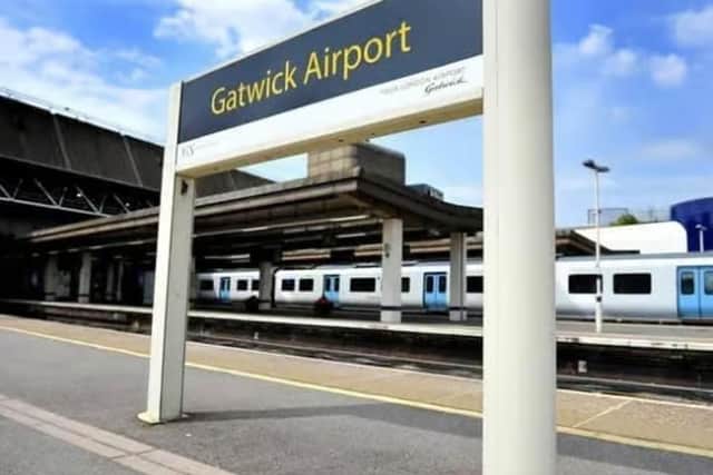A track safety inspection, near Gatwick Airport, caused train delays and changes to stopping patterns. Photo: Hollie Robards