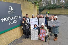 Parents of children with special education needs protesting outside Surrey County Council offices in Reigate. Credit: SurreyLive - Grahame Larter