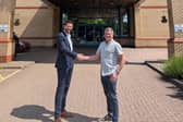 Sandman Signature London Gatwick hotel general manager Gints Skieris (left) and Showerkap founder and CEO Steve Harding. Picture contributed
