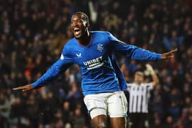 Abdallah Sima of Rangers celebrates after hew scores his team's second goal during the Cinch Scottish Premiership match between Rangers FC and St. Mirren FC at Ibrox Stadium on December 03, 2023 in Glasgow, Scotland. (Photo by Ian MacNicol/Getty Images)