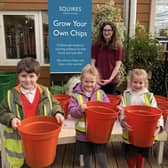 Pupils from Burhill Primary School (Hersham) at their visit to Squire’s Hersham taking part in Squire’s Grow Your Own Chips initiative.