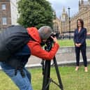 New Esher and Walton MP Monica Harding outside the Houses of Parliament | Picture: LDR Service