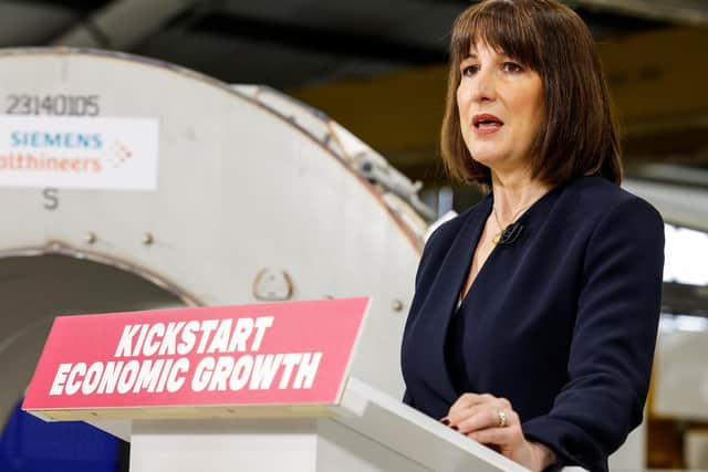 British Chancellor Rachel Reeves delivers a speech on economic growth for Britain at Siemens Healthineers on January 29, 2025 in Eynsham, England. (Photo by Peter Cziborra - WPA Pool/Getty Images)