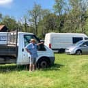 William Lewis In His Field With Cars For Ukraine. (Credit Christine Godfrey)