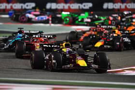 Max Verstappen of the Netherlands driving the (1) Oracle Red Bull Racing RB20 leads Charles Leclerc of Monaco driving the (16) Ferrari SF-24 during the F1 Grand Prix of Bahrain at Bahrain International Circuit on March 2, 2024 in Bahrain. Picture by Rudy Carezzevoli/Getty Images