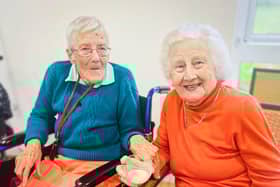 Residents at Bernard Sunley care home in Woking, Daphne Sharman & Betty Carr enjoying the Jazz Cafe