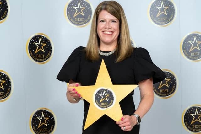 Sarah Johnson with her award. Picture contributed