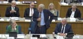 Cllr Mike Rollings as new leader of Elmbridge Council (middle), deputy council leader Cllr Simon Waugh (right) and Cllr Gill Coates (left). (Credit Elmbridge Borough Council meeting webcast)
