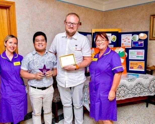 Sophie Parkes – IPC Specialist Practitioner, Archie Gascon, Adelaide House Care Home’s Deputy Home Manager, Slawomir Janik, HC-One’s Adelaide House Care Home’s Home Manager with Tracey Masson, IPC Assistant Practitioner