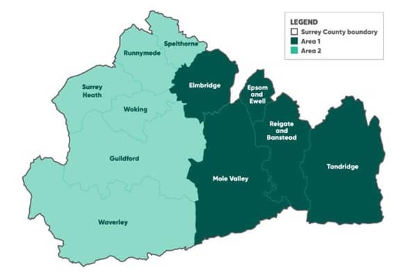 Map 2.1 Surrey East West. (Credit: Elmbridge Borough Council) Permission for use.