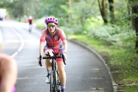 Triathlete cycling