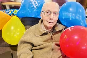 Train Enthusiast Tony on his special day at Bernard Sunley Care Home in Woking. Picture: submitted
