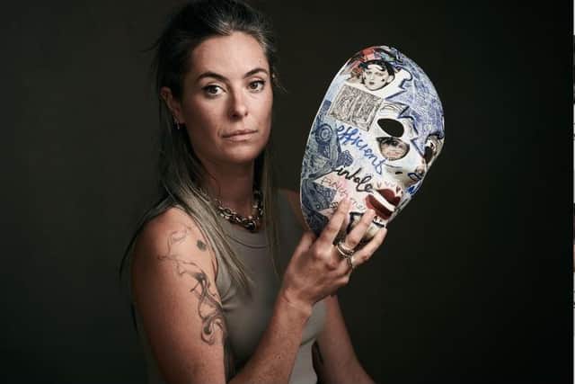 Nathalie pictured unmasking as part of BACP ADHD campaign