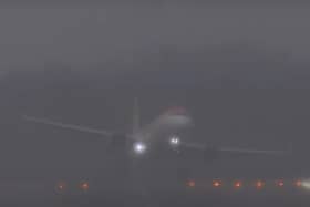Footage from Gatwick shows one flight that had to abort its landing. Image: SDTV Live