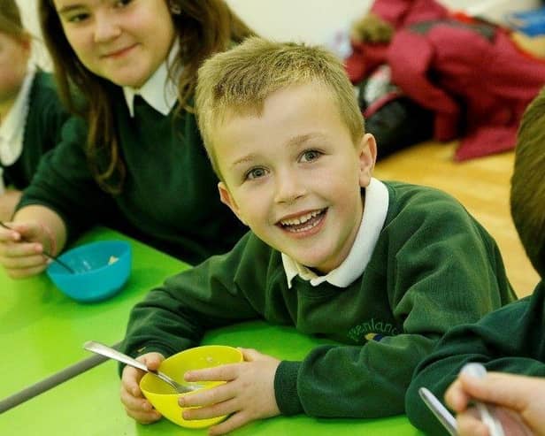 Children having breakfast