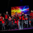 Stagecoach Chertsey Students on stage at The Shaftesbury Theatre