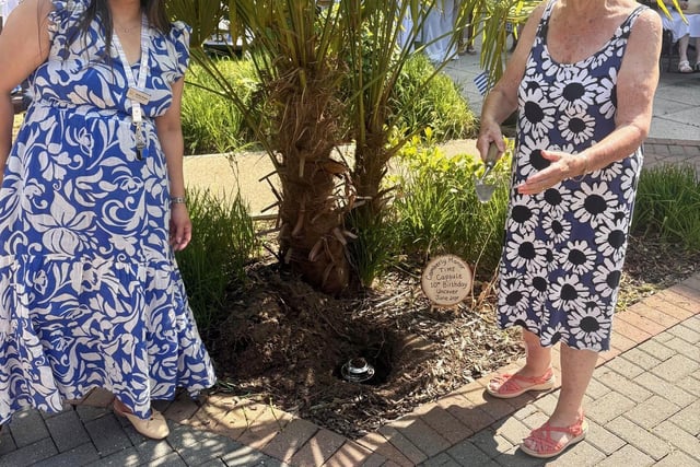 Home Manager Girlie and reisdent Pat during the time capsule ceremony