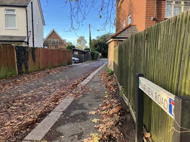 Close view down Fairview Road, Epsom. (Credit: Emily Dalton/LDRS)
